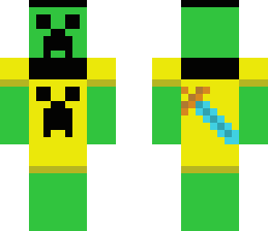 creeperthief in yellow clothes with daimond sword