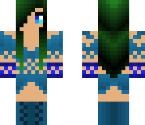 green and blue female warrior