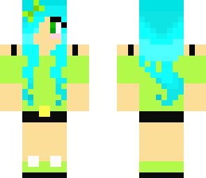 blue hair and green eyes