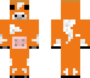 orange cow with a hat