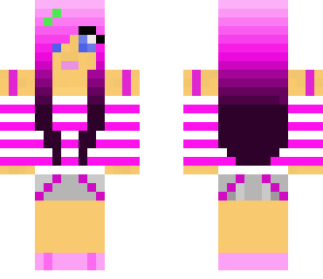 pink with green headphones