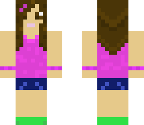 brunette with pink shirt