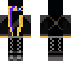 blonde ninja with purple streak in hair