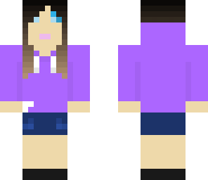 brunette with purple hoodie