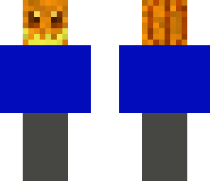 pumpkin with blue t-shirt and grey pants