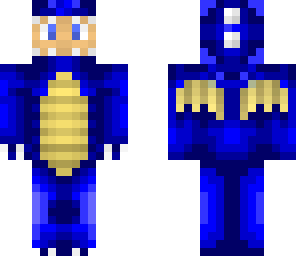 man in blue dragon suit