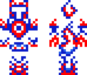 red blue fire halo guy