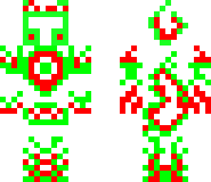 green red fire halo guy