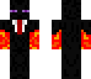 enderman with suit and fiery hands