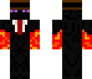 fancy enderman with hat and fire hands