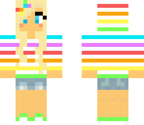 rainbo girl with green shoes