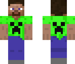 steve with a green creeper shirt