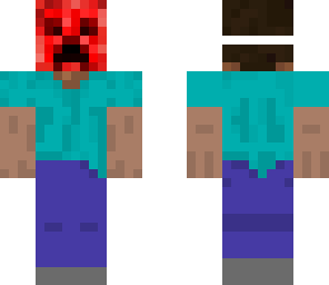 steve with red creeper face