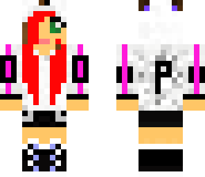 panda girl with red hair and a cool acesorie