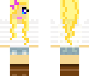 blond girl pink bow