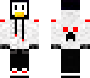 penguin with headphones red