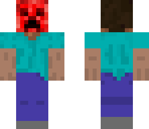 steve with red creeper face