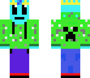 blue slime in a creeper suit