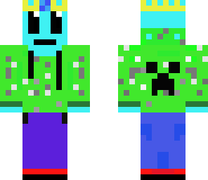 blue slime in a creeper suit