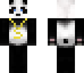 panda with gold chain