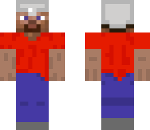 steve in red with an iron helmet