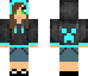 a girl with a creepeh hoodie