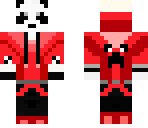 panda in red hoodie