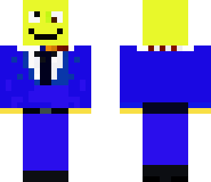 crazy smiley in a blue costume