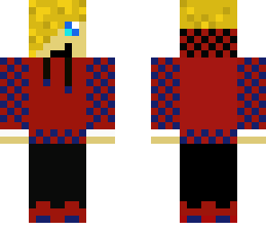 red and blue checked hoodie kid