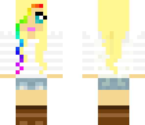blonde girl with rainbow streak