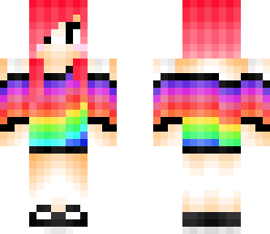 kawaii pink hair rainbow girl