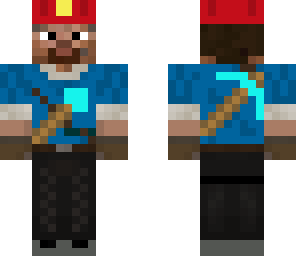 miner red helmet diamond picaxe and shovel