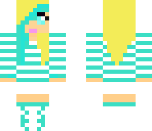 blonde girl with blue streak blue white clothes
