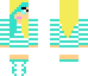 blonde girl with blue streak blue white clothes