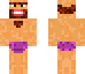 beardy caveman with pink underwear