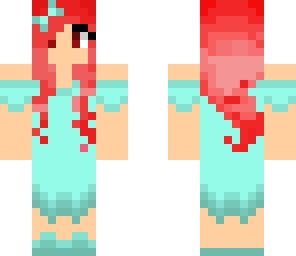red hair blue dress