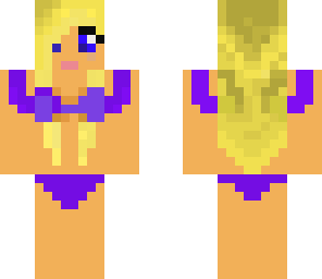 blonde in purple bikini