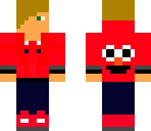 a boy in an elmo hoodie