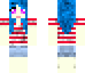 blue haired girl with 3d hair
