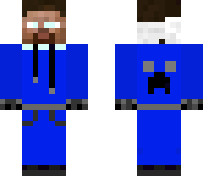 blue hoodie herobrine with three eyes on one