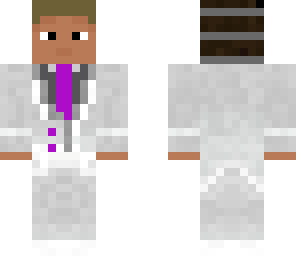 dirty blonde pbat with purple tie and beanie
