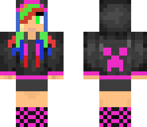 girl with rainbow hair and hoodie
