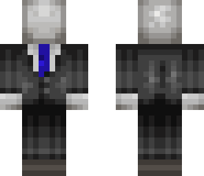 slender man with blue tie