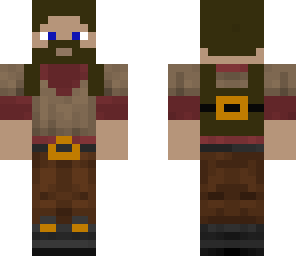 villager with beard and backpack