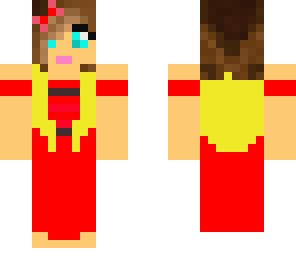 red dress girl with crazy hair colour