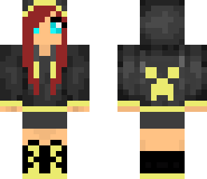 yellow and black creeper hoodie girl