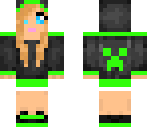 edited lime green creeper hoodie girl