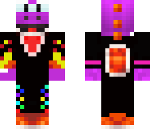 yoshi in purple suit with fire and others
