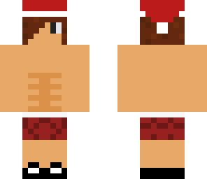 santa hat kid with swim shorts