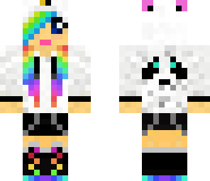 panda girl raibow hair edit
